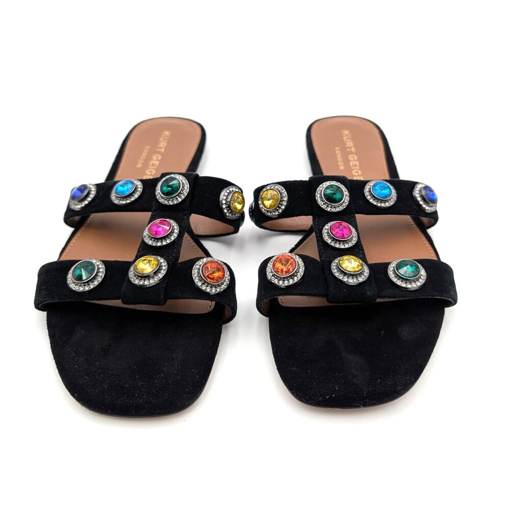 Kurt Geiger Octavia Slip-On Flat Sandals Open Toe Women's Black Size US6 EU36 - Picture 2 of 10